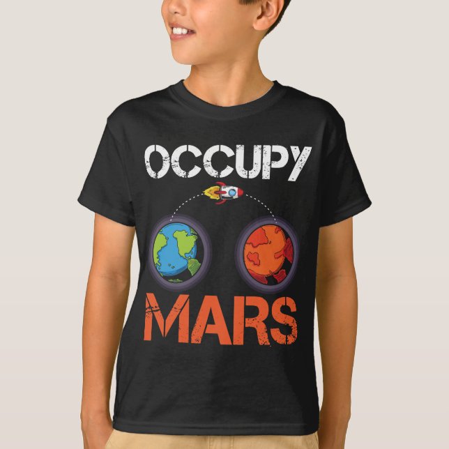 T-shirt Occupy Mars Austronaut Space Ship Science (Devant)