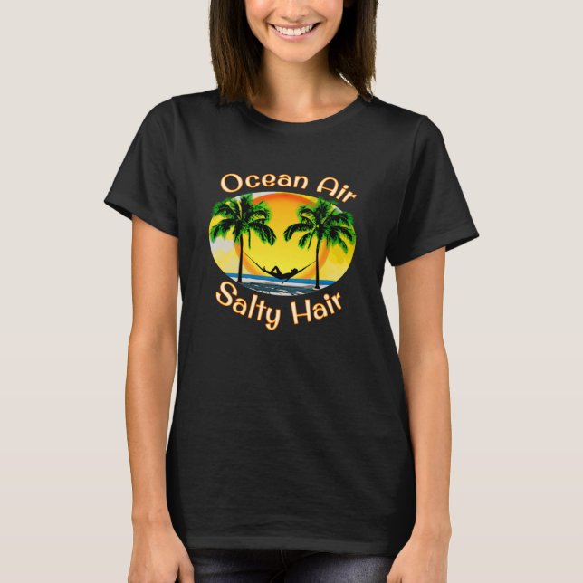 T-shirt Ocean Air Salty Hair Funny Beach Été (Devant)