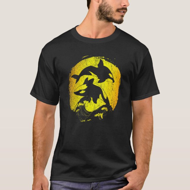 T-shirt Ocean Animal Waves Killer Whale Orca (Devant)