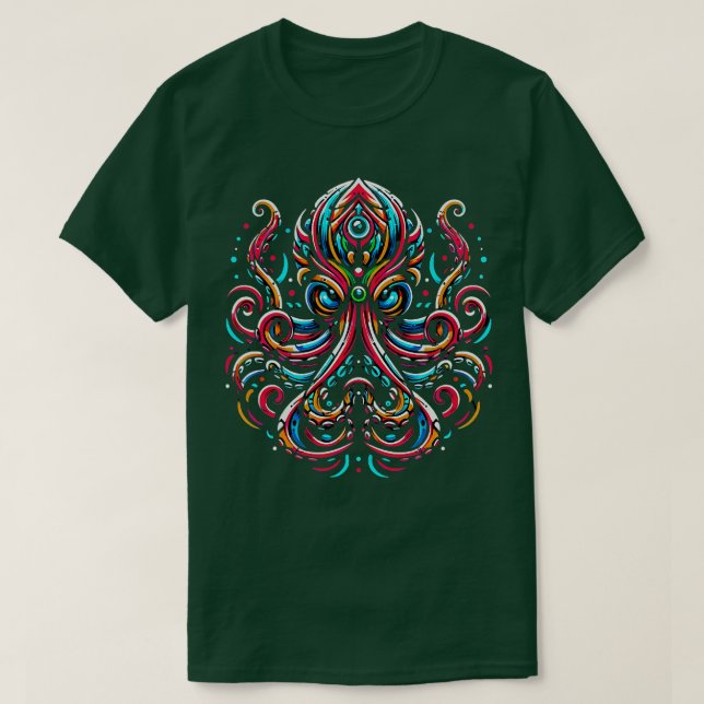 T-shirt Océan Animaux Aquarist Colorful Octopus (Design devant)