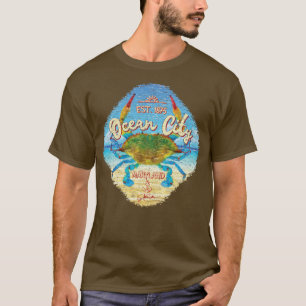 T-shirt Ocean City Maryland Crabe bleu sur la plage