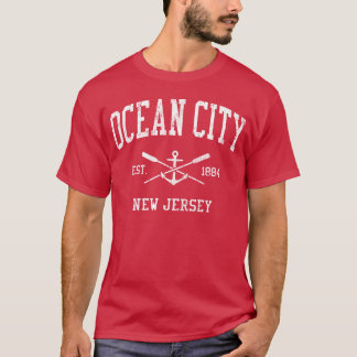 T-shirt Ocean City Nj Crossed Oars Boat Anchor Sports vint