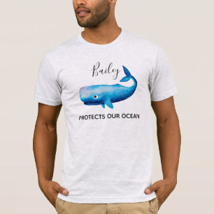 T-shirt Ocean Conservation Watercolor Whale Sea Beach Nom