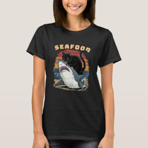 T-Shirt Océan Coucher de Soleil Drôle Chat Fruits 