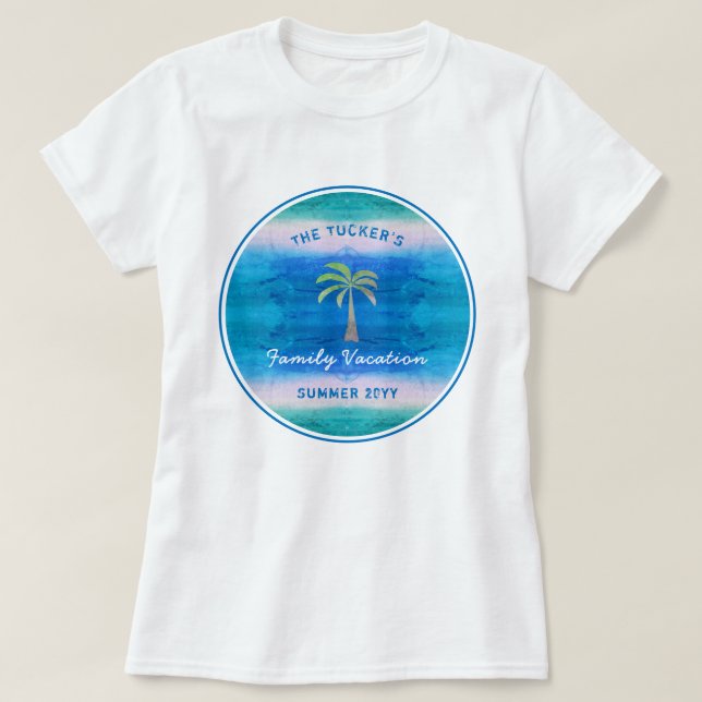 T-shirt Océan tropical Palm Tree Summer Vacances en famill (Design devant)