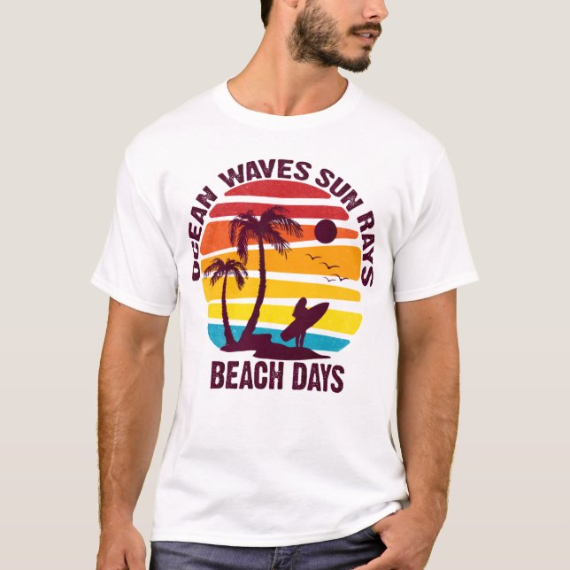 T-shirt océan vagues soleil rayons de soleil jours plage d (Devant)