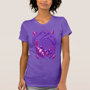 T-shirt Océan Violet Spirale Coquillage Art Fantastique