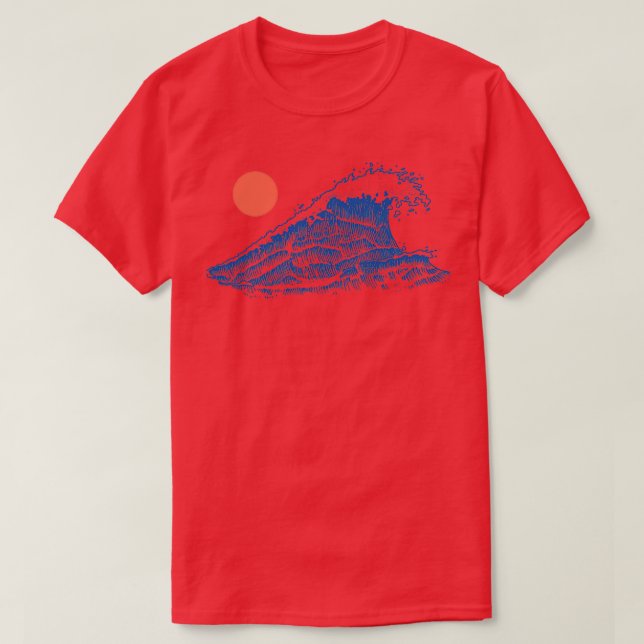 T-shirt Ocean Wave Under the Red Sun Traditionnel Japonais (Design devant)