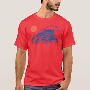 T-shirt Ocean Wave Under the Red Sun Traditionnel Japonais