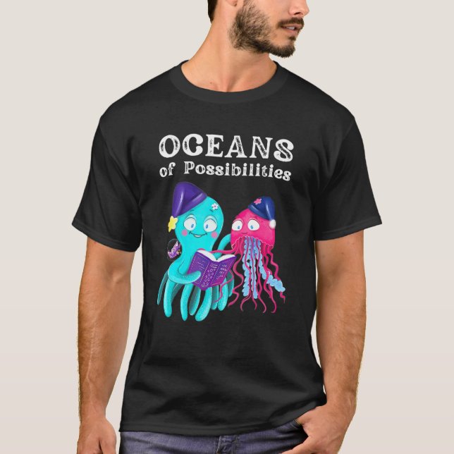 T-shirt Océans Des Possibilités Animaux De Mer Lecture Été (Devant)
