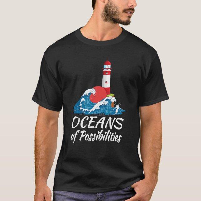 T-shirt Océans Des Possibilités Phare Lecture Été (Devant)