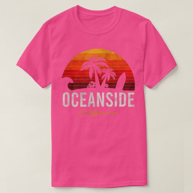 T-shirt Oceanside Beach California Palms Vacation Surf Sun (Design devant)