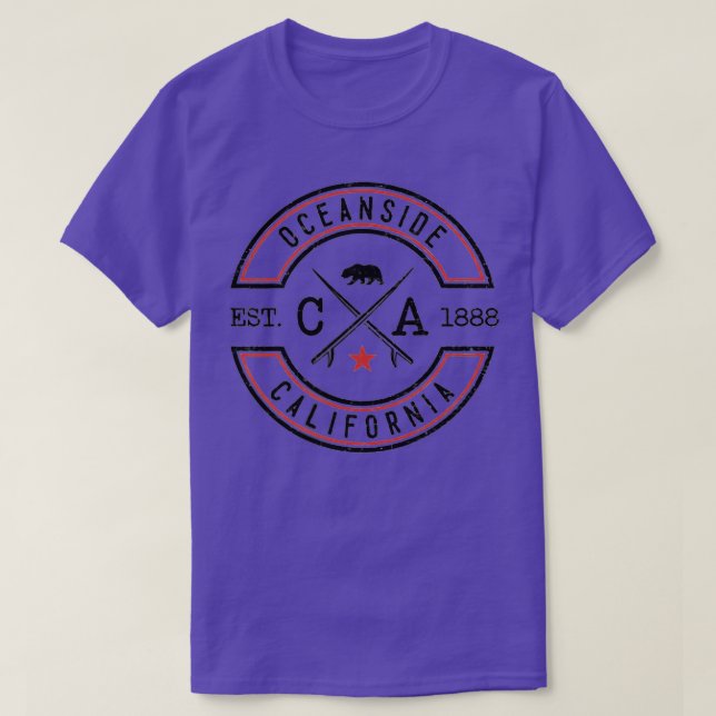 T-shirt Oceanside Beach Californie CA Surfer Rétro Front (Design devant)