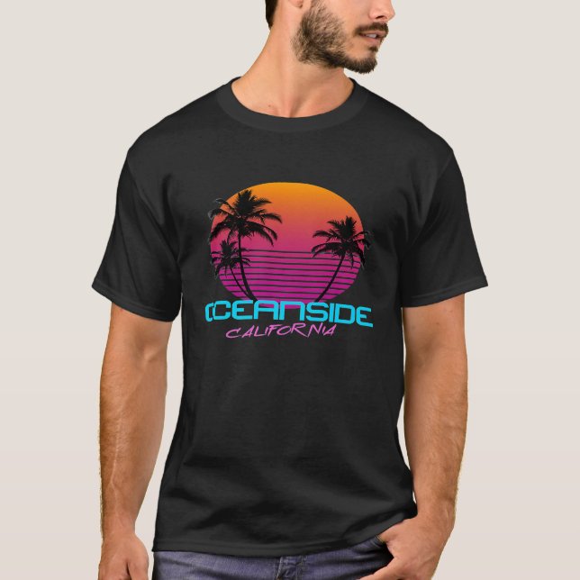 T-shirt Oceanside California Retro 80s Premium (Devant)