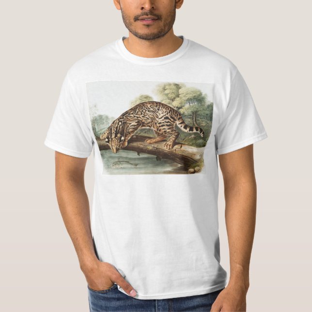 T-shirt Ocelot, chat léopard (Felis pardalis) Illustration (Devant)