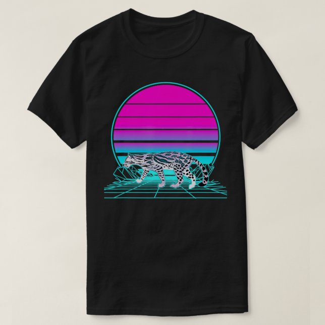 T-shirt Ocelot couché de soleil vintage (Design devant)