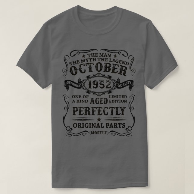 T-shirt October 1952 The Man Myth Legend 70 (Design devant)