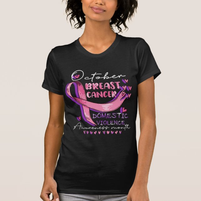 T-shirt october breast cancer domestic violence wareness  (Devant)