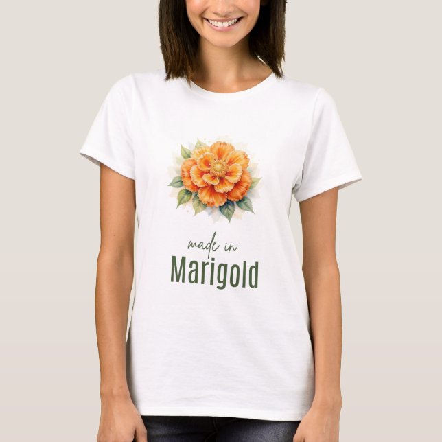 T-shirt October Marigold Birth Flower Watercolor Art  (Devant)