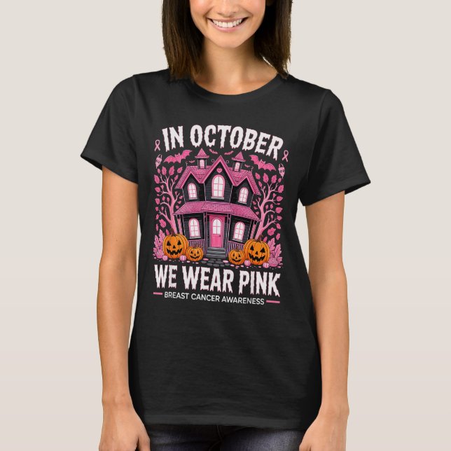 T-shirt October We Wear Nk Breast Cancer Halloween Men Wom (Devant)