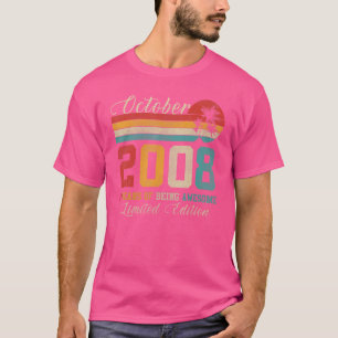 T-shirt Octobre 14 Année Vintage 2008 14e anniversaire
