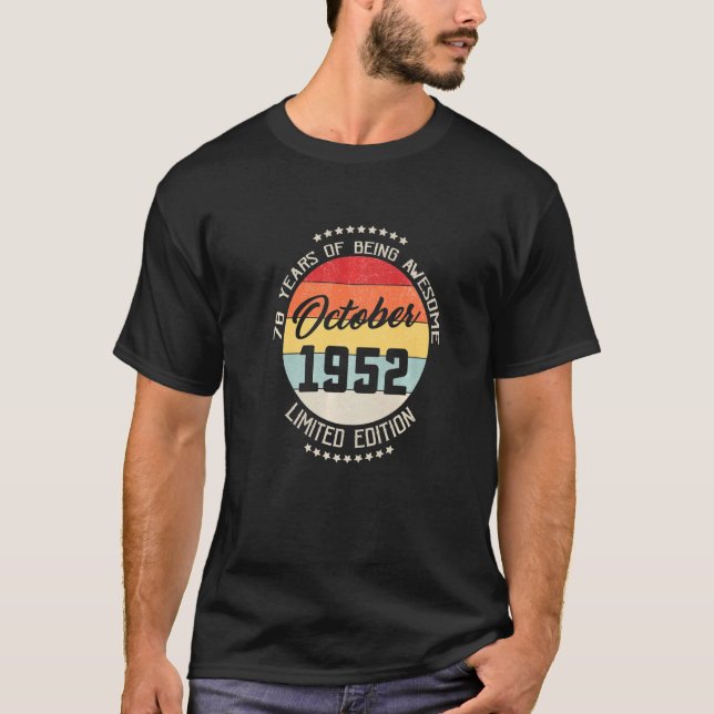 T-shirt Octobre 1952 70e anniversaire 70 ans d'être Aweso (Devant)