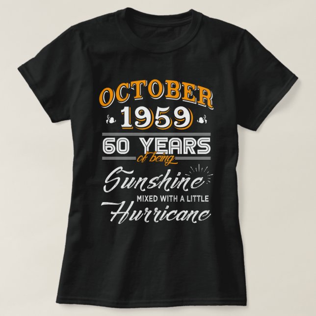 T-shirt Octobre 1959 Cadeau de 60ièm anniversaire de (Design devant)