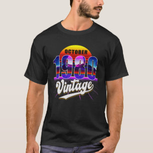 T-shirt Octobre 1980 Retro 41E Anniversaire Vaporwave 40'S