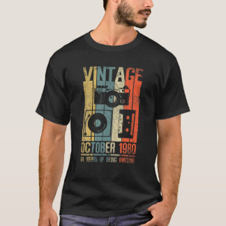 T-shirt Octobre 1980 T Chemise 40 Ans Chemise 1980