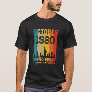 T-shirt Octobre 1980 T Chemise 40 Ans Chemise 1980