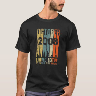 T-shirt Octobre 2008 T 12 Année Anniversaire 2008 Cadeau