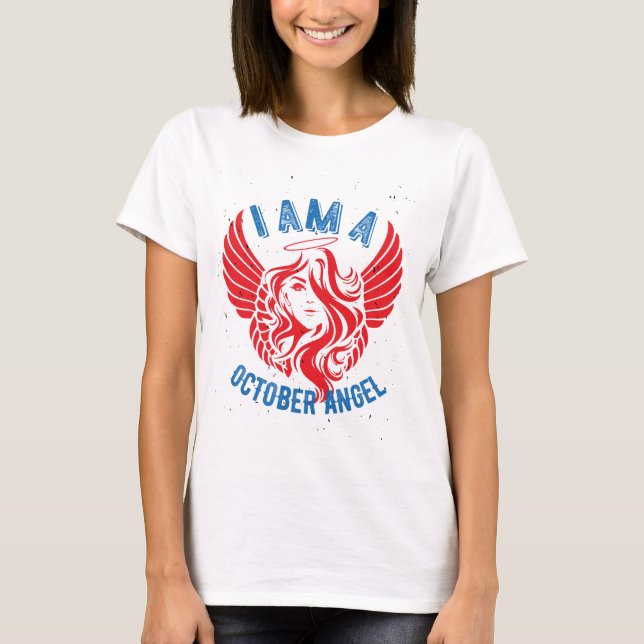 T-shirt Octobre Angel Anniversaire présent (Devant)
