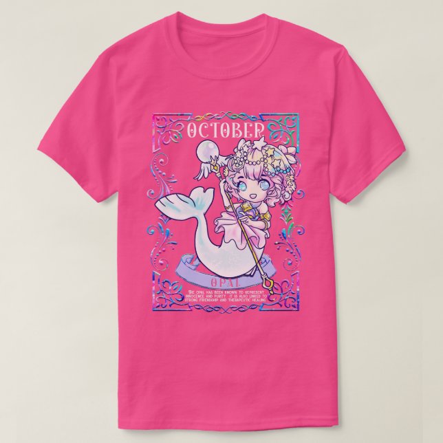 T-SHIRT OCTOBRE ANNIVERSAIRE OPAL MERMAID (Design devant)