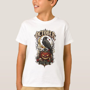 T-shirt Octobre Après la Tombée de la Nuit Corbeau Citroui