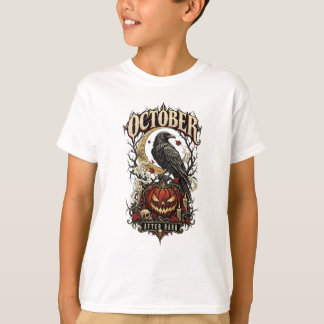 T-shirt Octobre Après la Tombée de la Nuit Corbeau Citroui