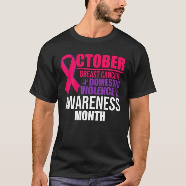 T-shirt Octobre Cancer Du Sein Et Violence Domestique (Devant)