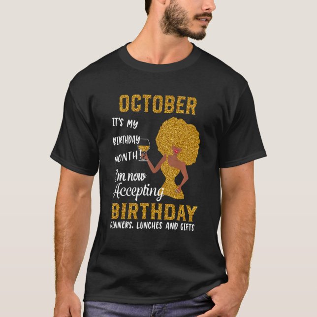 T-shirt Octobre C'est mon anniversaire Mois J'accepte main (Devant)