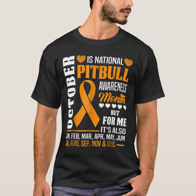 T-shirt Octobre Est Le Mois De Sensibilisation Pitbulle Ch (Devant)