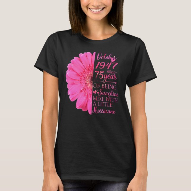 T-shirt Octobre Fille 1947 75 ans 75e anniversaire (Devant)