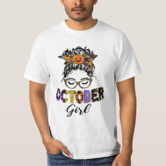 T-shirt Octobre Fille Halloween Messy Bun