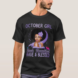 T-shirt Octobre Fille Noire Belle Brave Et Béni Pour
