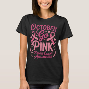 T-shirt Octobre Go Pink Breast Cancer Sensibilisation Mois