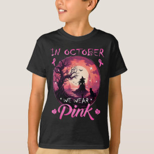 T-shirt Octobre Nous Portons Halloween Witch Cancer du sei