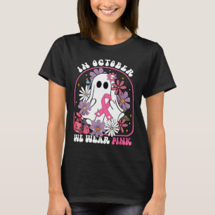 T-shirt Octobre Nous Portons Le Fantôme Rose Floral Cancer