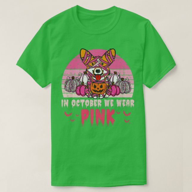 T-shirt Octobre Nous Portons Pink Breast Cancer Corgi Citr (Design devant)