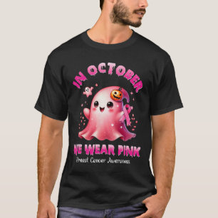 T-shirt Octobre Nous Portons Pink Ghost Witch Cancer du Se