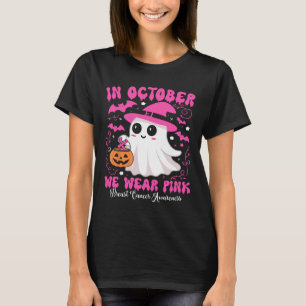 T-shirt Octobre Nous Portons Pink Ghost Witch Cancer du Se