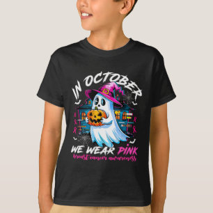 T-shirt Octobre Nous Portons Rose Avec Le Fantôme Cancer D