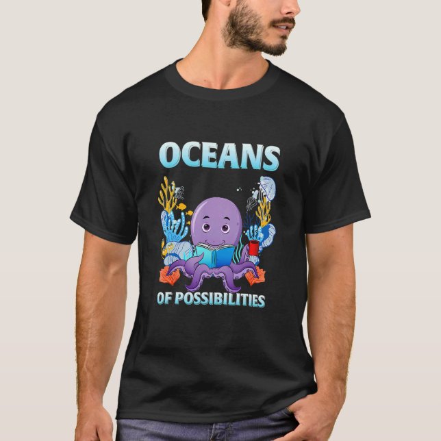T-shirt Octopes Animaux De Mer Lecture Été Océans De Poss (Devant)