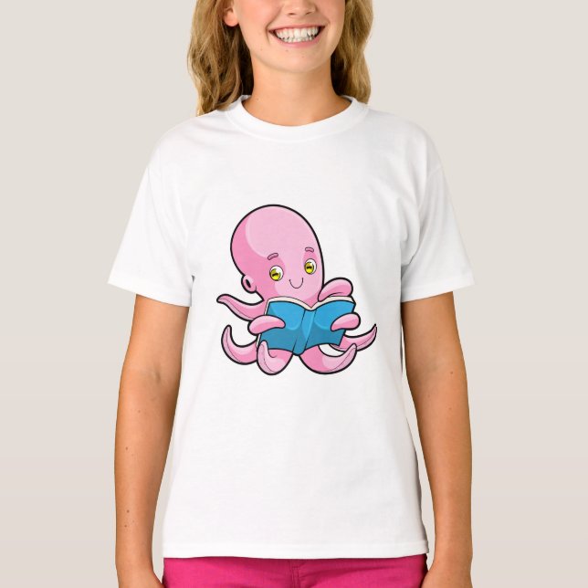 T-shirt Octopus à la lecture d'un livre (Devant)